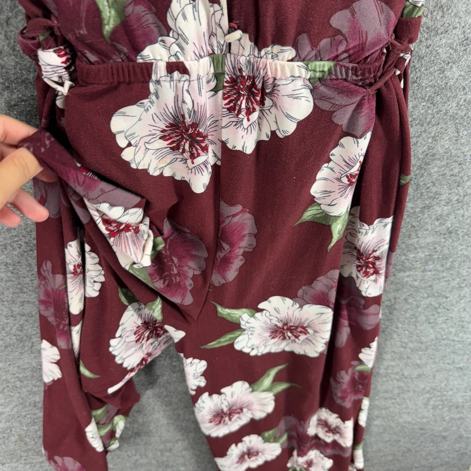 Mono Derek Corazón Mujer M Mediano Rojo Floral Cinturón Cintura Elástica Sin Mangas Foto 3 de 4