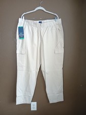 NWT Gap Women's Twill Cargo Pant Beige Elastic Waist Sz XL