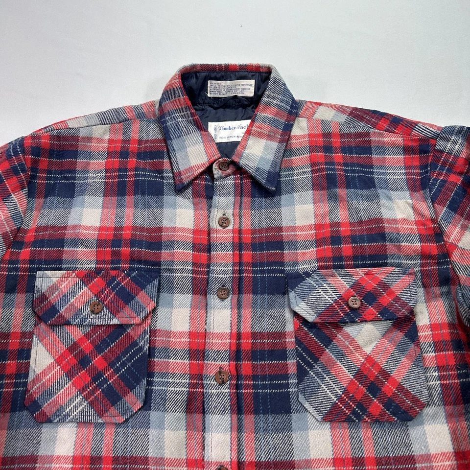 Chaqueta Leñador DE COLECCIÓN Para Hombre Grande A Cuadros Acolchada Forrada Franela Cálida Años 90 Foto 3 de 4