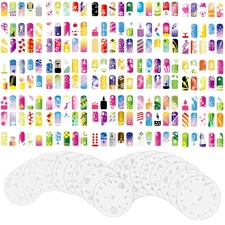 Set 13 340 Airbrush Nail Art STENCIL DESIGNS 20 Template Sheets Kit Brush Paint