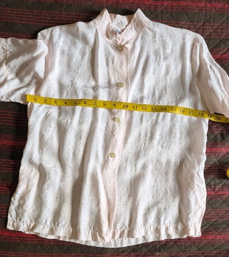 Vintage 30er Jahre Mary Jane Pyjama rosa Viskose/Seide Jacquard 32/S - Bild 15 von 22