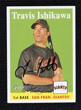 BAS 2007 Topps Heritage Travis Ishikawa #468 Beckett Auth Sticker Auto 2k2