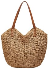Summer Casual Straw Tote Bag Large Capacity Woven Shoulder Handbag for Summer...