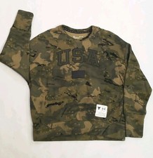 Under Armour Project Rock USA Sweatshirt Womens Size Small Camo Loose Fit Gym