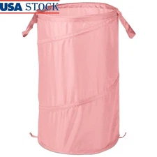 Pop Up Spiral Laundry Hamper Durable Polyester Mesh Space Saving W/ Handles New