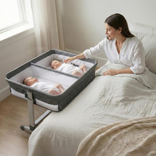 Simmons Kids by the Bed City Sleeper Bassinet for Twins - Adjustable Height Port