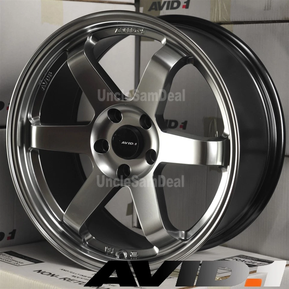 JUEGO DE 4 RUEDAS DEPORTIVAS 18" 18X8 5X114.3 +35 AVID.1 AV-06 HYPER BLACK 6 RADIOS Foto 3 de 4