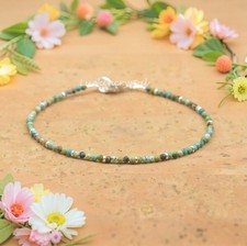 Natural Faceted Tiny African Turquoise Beads Minimalist Delicate Skinny Bracelet