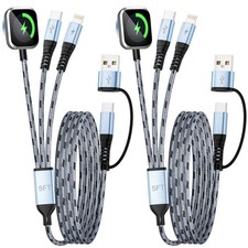 Multi Charging Cable, 5FT 2Packs 3 in 2 Chargers for Multiple Devices, Travel...