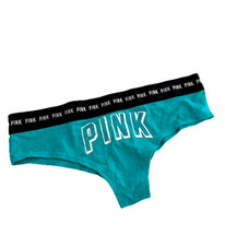 Victoria's Secret PINK Logo Cheekster Panty Teal Logo