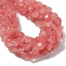 Cherry Quartz Heart Shape Beads Size 12mm 15.5'' Strand (12mm)