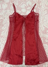 Victorias Secret Silk Nylon Open Front Slip Nightie Small Red Dainty