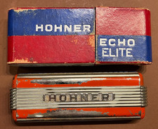 Alte Hohner Mundharmonika Echo Elite im defektem Karton Sammlerstück Deko