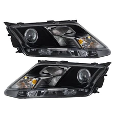 Labwork RH&LH Headlight Assembly For Ford Fusion 2010-2012 Black Housing Halogen