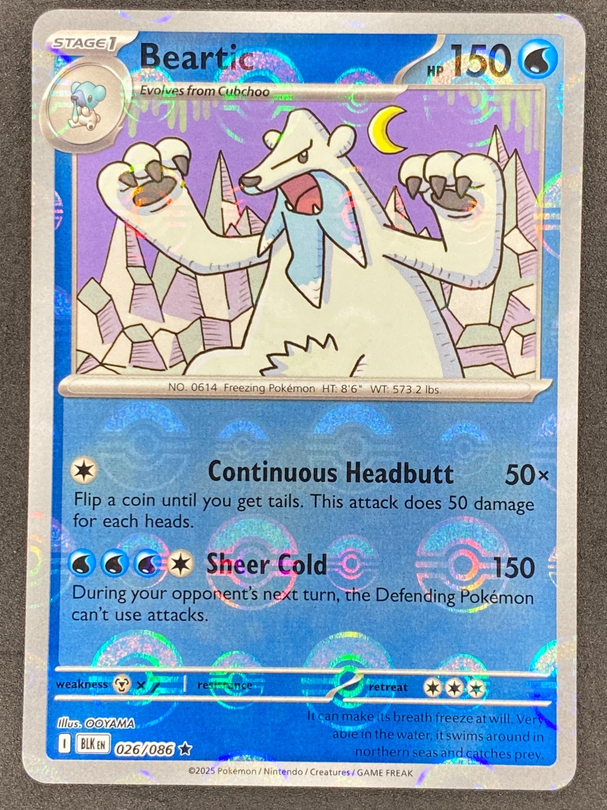 Pokémon Beartic Poke Ball Reverse 026/086 BLK Black Bolt NM