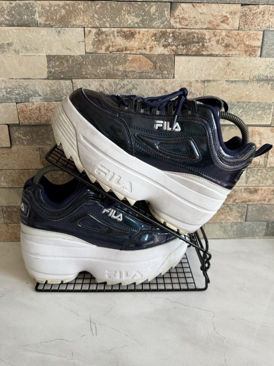 Fila Disruptor ii Premium Platform Trainers Navy Holographic