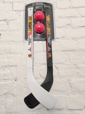 New Franklin NHL Chicago Blackhawks Mini Stick and Ball Set 2 Sticks 2 Balls