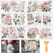 6 Sheets Vintage Rub on Transfers for Furniture Flower Decals for Crafts Transfe