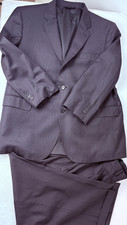 Joseph A Bank 2 Piece Dark Gray with Blue Stripe Wool Suit Mens Size 46 R 42X28