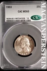 1953 Washington Quarter- Silver- CAC MS-65- Luster #SLM469