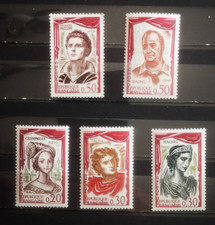 timbre FRANCE 1961 n°1301 à 1305 + 1304 célébrités neuf avec trace légére