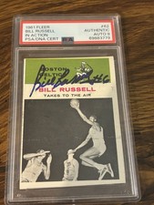 1961 Fleer Bill Russell #62 Signed Low Pop PSA Auto 9