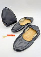 Vintage Mens Travel Shoes Slippers Zippered Case Japan Airlines Used Modern Sz 9