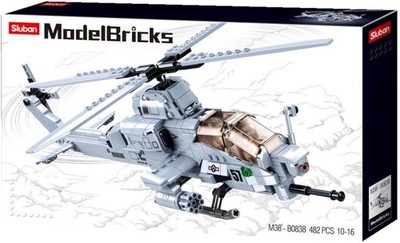 Sluban Model Bricks M38-B0838 Kampfhelikopter Hubschrauber 482 Teile NEU & OVP !