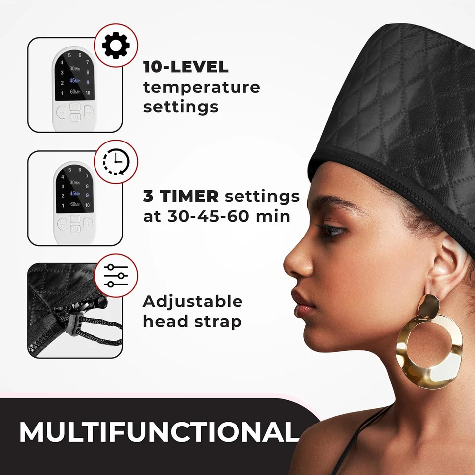 Hair Steamer for Natural Hair Home Use W/10-Level Heats up Quickly, Heat Cap for - Image 4 of 4