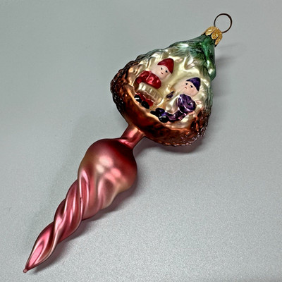 Vtg 1993 Christopher RADKO Glass Christmas Ornament GERMAN MUSICIAN GNOMES Elves