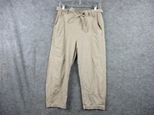 Eileen Fisher Lantern Pants Ankle Womens XS Beige Khaki Belted Crop Tencel Linen