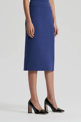 SCANLAN THEODORE SKIRT ROYAL BLUE CREPE KNIT SLIT BACK MIDI PENCIL SMALL $450 - Picture 4 of 22
