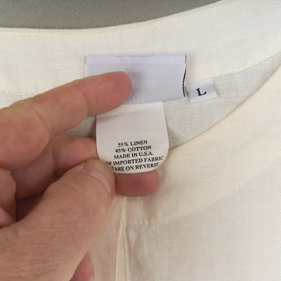 Lo último Blusa de Algodón para Mujer L Marfil Lino Mezcla de Algodón Camisa Botón Marc Ware Foto 4 de 4