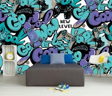 Image of Urban Graffiti Black and White Wallpaper Mural Removeable Washable Peel&Stick