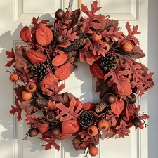 24" Fall Wreaths for Front Door, Fall Decor for Harvest Thanksgiving
