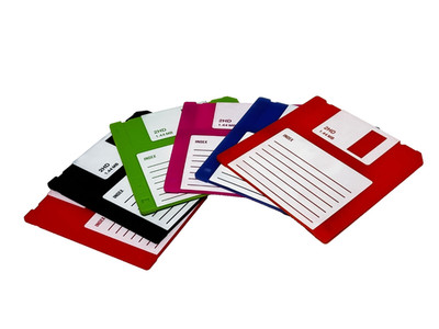Retro Floppy Disk Drink Coasters   Set of 7 (Multi-Color)