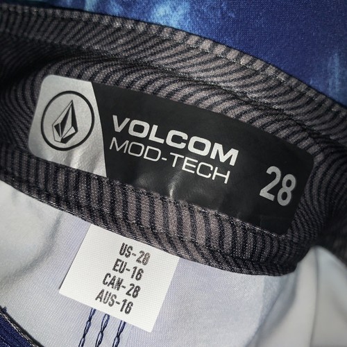 NWT $45 VOLCOM Mod Tech Board Shorts Boys 28 / 16 Surf Swim Trunks Blue Tie Dye - Picture 6 of 8