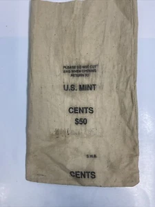 US Mint Cents $50 Canvas Bag Empty 17.7” x 10.5” GnumismatistCom