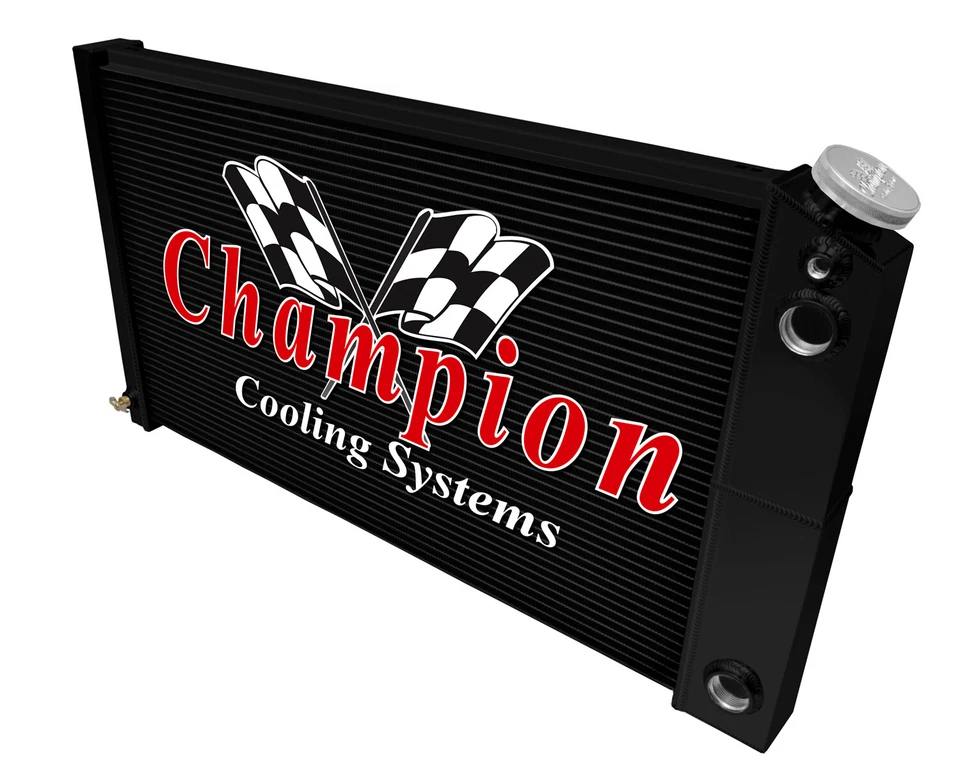 Radiador ER 3 filas DP acabado negro 17x28", 1,25, 1,5 para Olds Cutlass LS 1966-1977 Foto 3 de 4