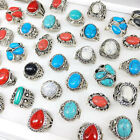 Mixed Fashion Turquoise Alloy Rings 36pcs Men's Jewelry Wholesale Bulk Lots