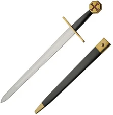 Templar Sword 26" Satin Finish Carbon Steel Blade Black Synthetic Handle 911003