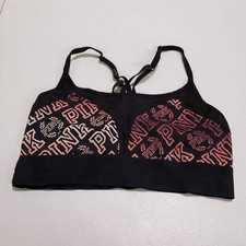 PINK Victoria's secret Women Sports Bra Medium Black Ultimate Unlined Logo