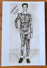 Bernard Kobel Traditional Tattoo Photo B&W Vintage Tattooed Man Captain Elvy