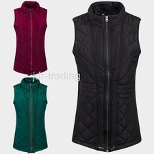 Ladies Warm Winter Wrap Jersey Panel Quilted Padded Gilet Jacket Zip Plus Xs-4xl