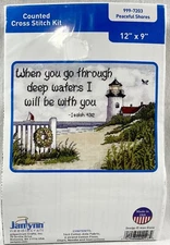 NEW 2000s Janlynn Peaceful Shores 999-7203 Counted Cross Stitch Kit 12x9 15538