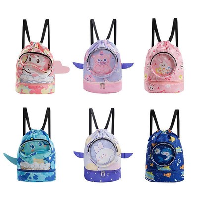 Swim Bag Cartoon Pool Bag For Kids Wet And Dry Separation Drawstring Beach Bag
