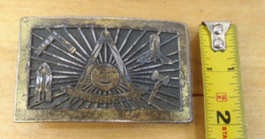 Free Mason Masonic Fraternal Past Master Belt Buckle Ser. # 869 Made in USA