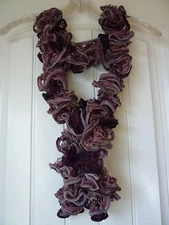 Handmade Crocheted Fashion Ruffle Scarf - Dusty Plum Chenille