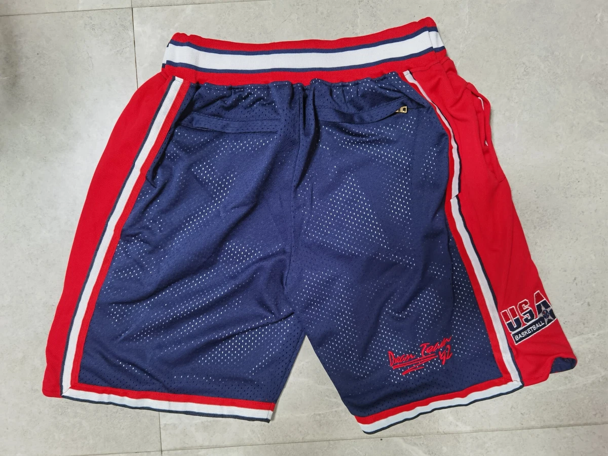 US throwback 1992 USA Dream Team one blue Basketball Shorts S 3XL