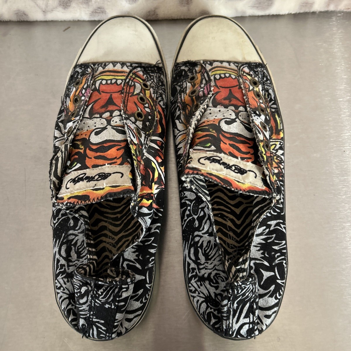 Ed Hardy Slip On Tiger Graphic Sneakers Size 13 | eBay